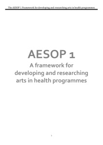 AESOP 1 Framework for developing and researching arts in health