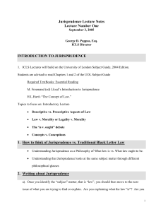 Jurisprudence Notes Lecture 1 George d. Pappas