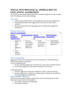 social psychological approaches to explaining aggression