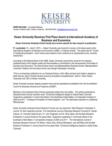 Keiser University Receives First Place Award at International