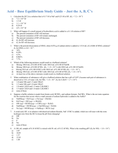 Acid – Base Equilibrium Study Guide – Just the A, B, C`s