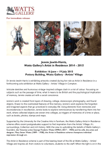 Jennie Jewitt-Harris, Watts Gallery`s Artist in Residence exhibition