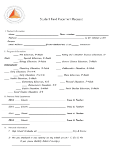 Field Placement Request Form Page 1