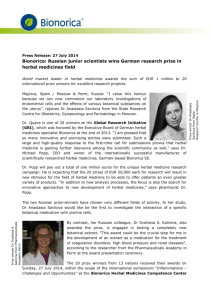Press Release: 27 July 2014 Bionorica: Russian junior scientists
