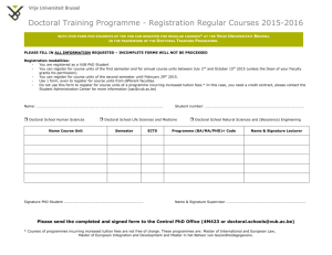 Doctoral Training Programme - Registration Regular Courses 2015