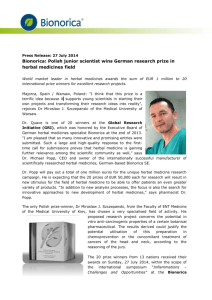 Press Release: 27 July 2014 Bionorica: Polish junior scientist wins