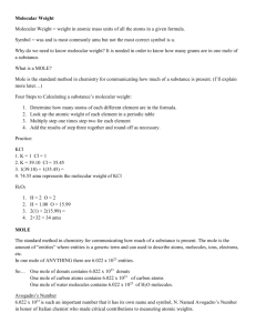 Moles Molecular Weight and Conversions Notes