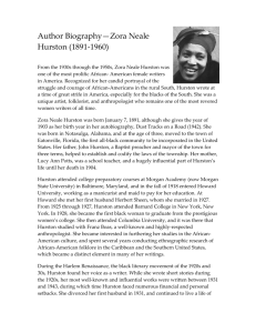 Nora Zeale Hurston Biography & Handout