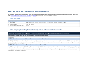 Annex [#]. Social and Environmental Screening Template