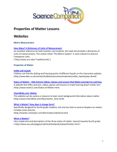Properties of Matter Lessons