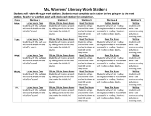 Ms. Warrens` Literacy Work Stations Students will rotate through