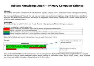 Subject Knowledge Audit – Primary Computer Science