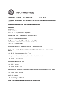 Fashion and Conflict 18 October 2014 10.30 – 4.30 A study Day