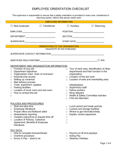 employee orientation checklist - BC Municipal Safety Association