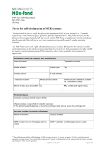 Form for self-declaration of SCR systems