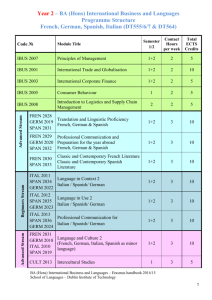 IBL 2 Programme Structure and Module Descriptors 2014-2015