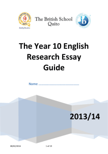 Research Essay guide 2013-14 Yr 10