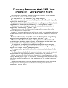 Pharmacy Awareness Week 2012: Your pharmacist