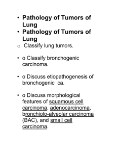 Pathology of Tumors of Lung Pathology of Tumors of Lung