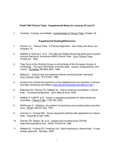 PubH 7420 Clinical Trials: Supplemental Notes for Lectures 23 and