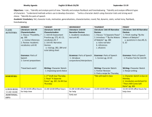 Weekly Agenda English 10 Block 2A/2B September 15