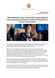 RAS 2015 Annual Lecture with Mmusi Maimane_press release