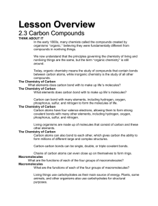 Lesson Overview 2.3 Carbon Compounds