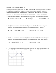 Calculus I Exam 4 Review (Chapter 4) Review problems from pp