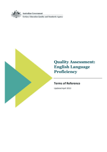 Quality Assessment: English LANGUAGE PROFICIENCY Introduction