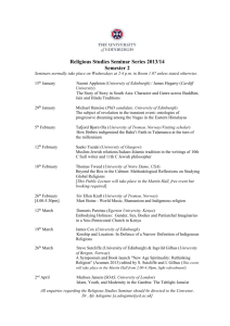 Religious Studies Seminar Series 2012