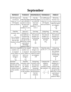 7th Grade Math Calendar