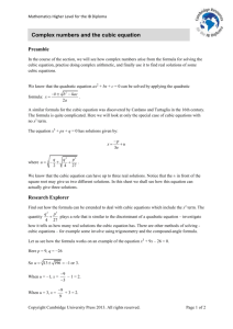 Complex numbers and the cubic equation Preamble