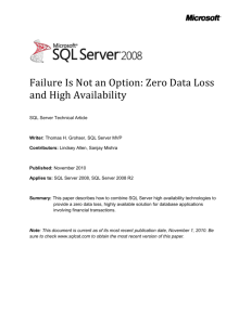 Failure Is Not an Option: Zero Data Loss and