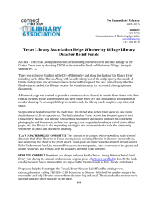 Texas Library Association Grants Wimberley Village Library Disaster