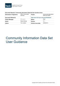 Community Information Data Set User Guidance