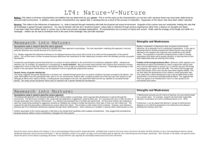 Nature vs. Nurture Revsion Notes