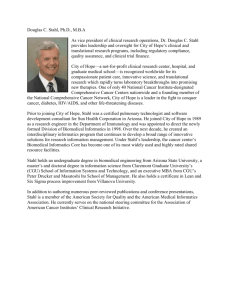Douglas C. Stahl, Ph.D., M.B.A As vice president of clinical research
