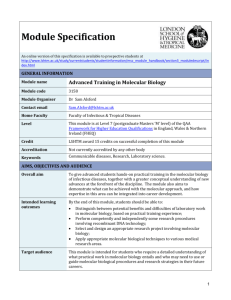 3158 Advanced Training in Molecular Biology Module Specification