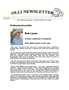 Professional profile Bob Lyons If your interest is Ireland, then Bob