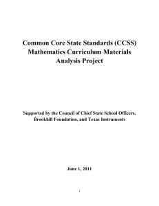 (CCSS) Mathematics Curriculum Materials Analysis Project