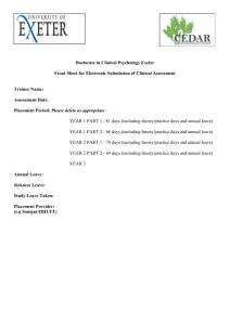 Doctorate in Clinical Psychology Exeter Front Sheet for Electronic