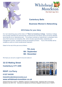 Canterbury Bells Business Women`s Networking 2016 Dates for
