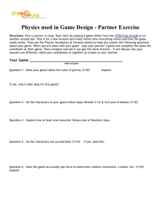 Physics Used in Game Design Worksheet