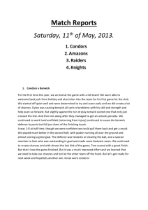 Match Reports Saturday, 11 th of May, 2013. Condors Amazons
