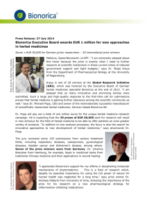 Press Release: 27 July 2014 Bionorica Executive Board awards