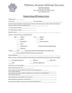 Drop Off History Form - PAWS - Potomac Animal Wellness Services