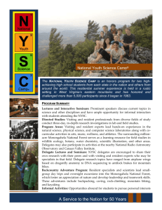 National Youth Science Camp® Program Summary Lectures and