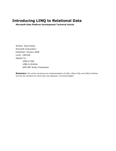 Introducing LINQ to Relational Data - Center