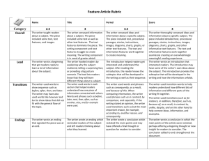 Feature Article Rubric