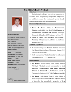 Curriculum Vitae - Kunwar Haribansh singh college of Pharmacy